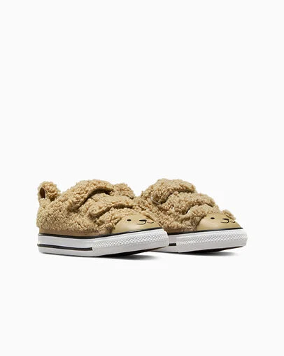 Chuck Taylor All Star Easy On Teddy Bear Nomad Khaki/Black/White, Top and Side View