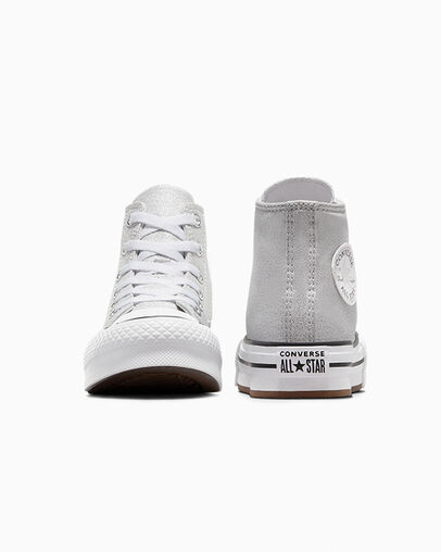 Chuck Taylor All Star EVA Lift Platform Prism Glitter Mouse/White/Black, Heel View