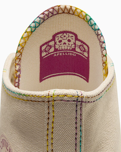 Chuck Taylor All Star Lift Platform Dia de Muertos Natural Ivory/Legend Berry, Detail Angle View
