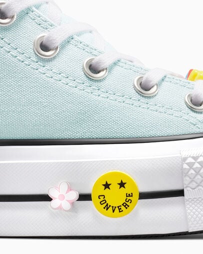 Chuck Taylor All Star Lift Platform Smiles You Dew You/White/Fresh Yellow, Detail Angle View