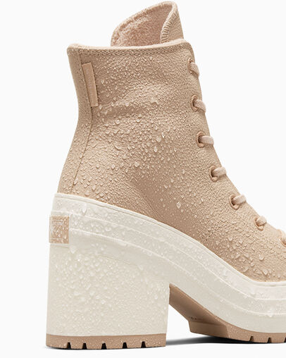 Chuck 70 De Luxe Heel Platform Weatherized Leather Warm Quarry/Warm Quarry/Egret, Detail Angle View