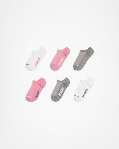 6-Pack Wordmark No-Show Socks Converse Pink, Front View