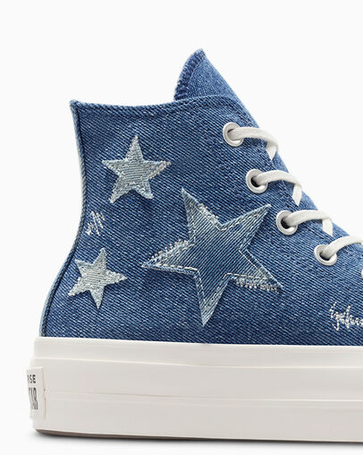 Chuck Taylor All Star Lift Denim Navy/Egret/Egret, Detail Angle View