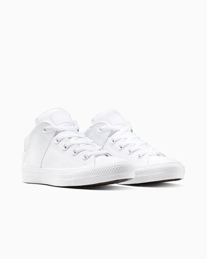 Chuck Taylor All Star Axel Leather White/White/White, Top and Side View