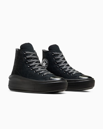 Chuck Taylor All Star Move Platform City Map Black/White/Sharkskin, Top and Side View