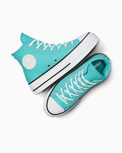 Chuck Taylor All Star Lift Platform Stars Ocean Drip/White/Black, Angled View