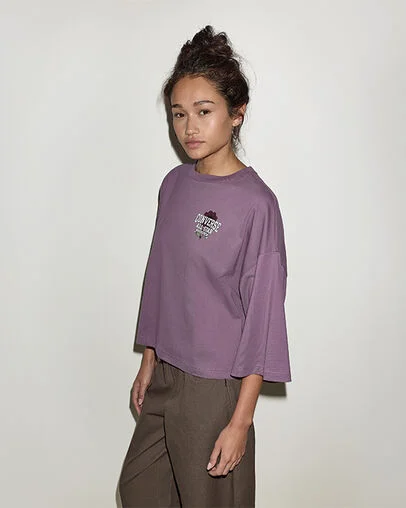 Floral Emblem Short-Sleeve Relaxed T-Shirt Hypnotic Mauve, Back View