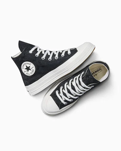 Chuck 70 Lace Black/Total Eclipse/Egret, Angled View