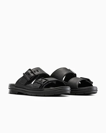 Chuck Taylor All Star Lugged Flatform Sandal Black/Black/Black, Top and Side View