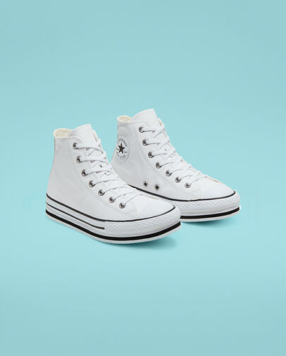 Leather Chuck Taylor All Star Platform White/White/Black