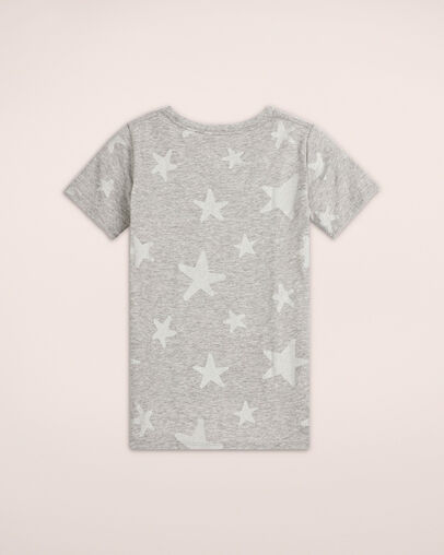 Graffiti Star Chevron Crew Neck Short Sleeve Dark Grey Heather, Back View