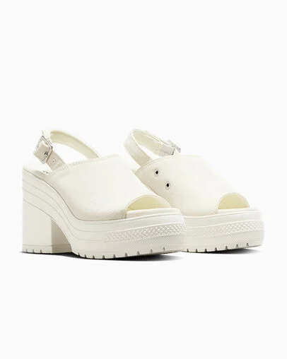 Chuck 70 De Luxe Heel Sandal Platform Egret/Egret/Egret, Top and Side View