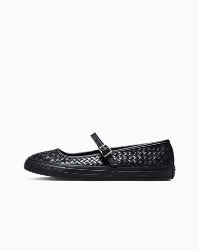 Chuck Taylor All Star Dainty Mary Jane Woven Leather Black/Black/Black, Inner Side View