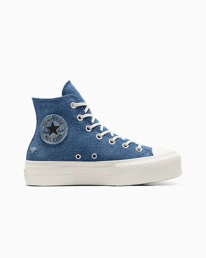 Chuck Taylor All Star Lift Denim Navy/Egret/Egret, Outer Side View