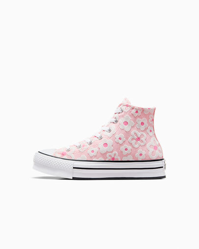 Chuck Taylor All Star Lift Platform Floral Chenille Donut Glaze/Oops Pink/White, Inner Side View