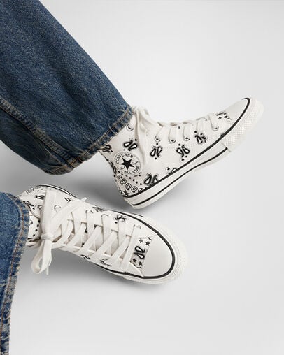 Chuck Taylor All Star Paisley Egret/Black/Egret, Reflective View