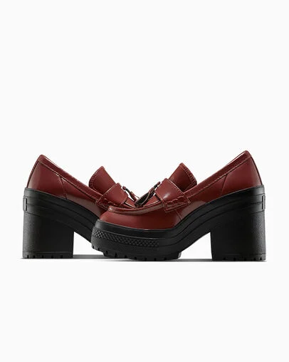 Chuck 70 De Luxe Heel Loafer Platform Leather Rottin Apple/Rottin Apple, Detail Angle View