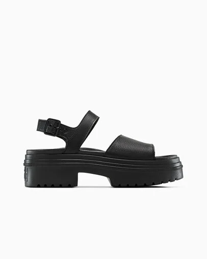 Converse Chuck Taylor All Star Lugged Heel Sandal Leather Black/Black/Black, Outer Side View