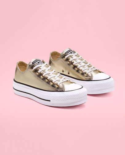 Metallic Canvas Platform Chuck Taylor All Star Gold/Black/White
