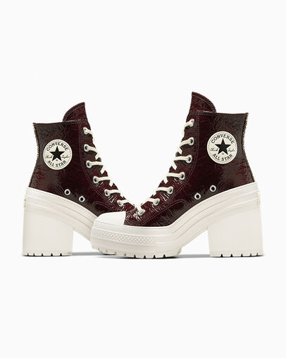 Chuck 70 De Luxe Heel Crinkle Leather Bloodstone/Egret/Black, Detail Angle View