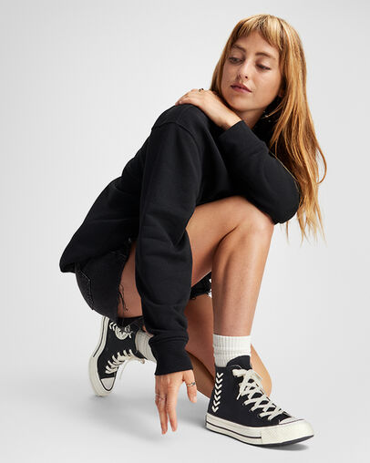 Chuck 70 Crafted Laces Black/Egret/Dark Matter, On Foot Shot 2