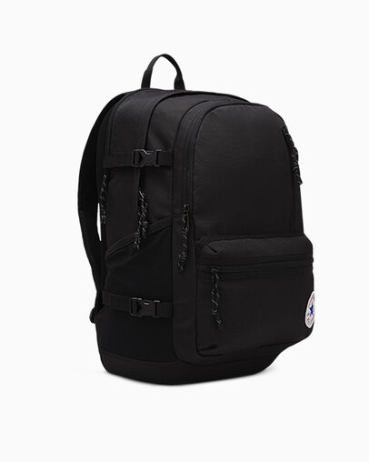 Straight Edge Backpack Black, 3/4 View