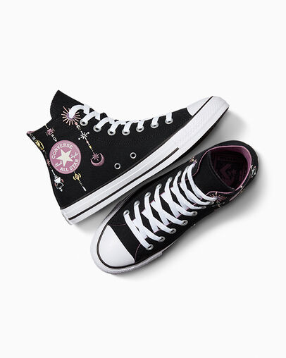 Chuck Taylor All Star Alchemy Embroidery Black/Egret/Dreamy Dahlia, Angled View