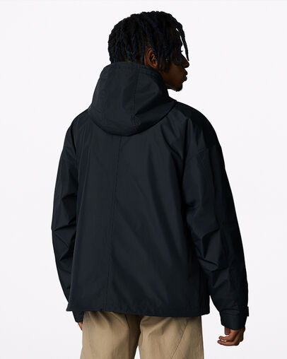 Convertible Polyester Down Jacket Converse Black, Back View