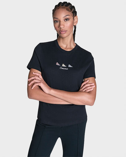 Trio Embroidered T-Shirt Converse Black, Front View