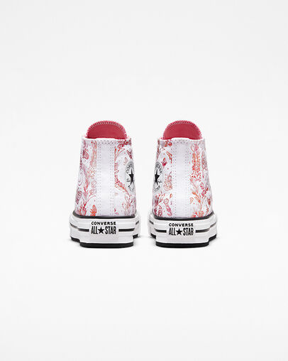 Chuck Taylor All Star EVA Lift Platform Butterfly Shine White/Madder Pink/Black, Heel View