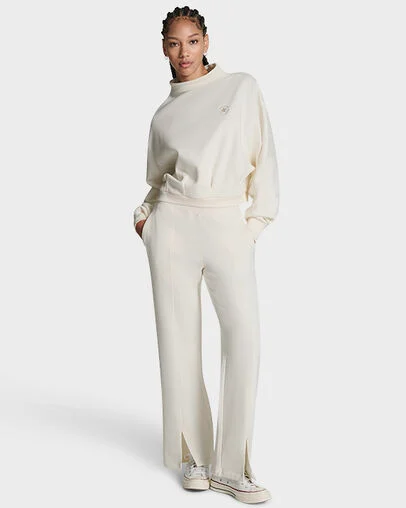 Mock Neck Oversized Sweatshirt Egret, Back View