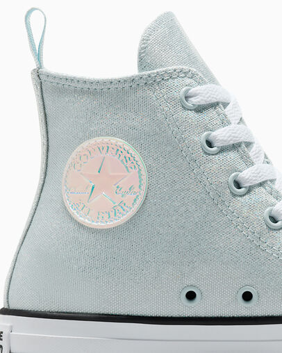 Chuck Taylor All Star Iridescent Winter Slay Blue /White/Black, Detail Angle View