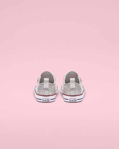 Chuck Taylor All Star Hook and Loop Sparkle Low Top Mouse/Enamel Red/White