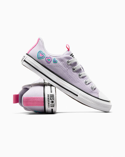 Chuck Taylor All Star Rave Hearts Vapor Violet/Oops Pink/ White, Detail Angle View