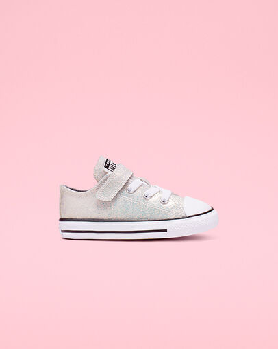 Coated Glitter Hook and Loop Chuck Taylor All Star Wolf Grey/Black/White