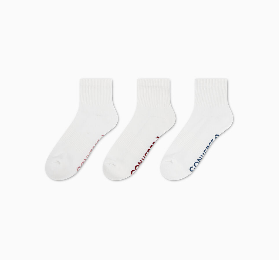 3-Pack Wordmark Quarter Socks White / Multi