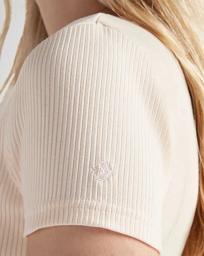 Ribbed Slim T-Shirt Pale Petal, Detail View