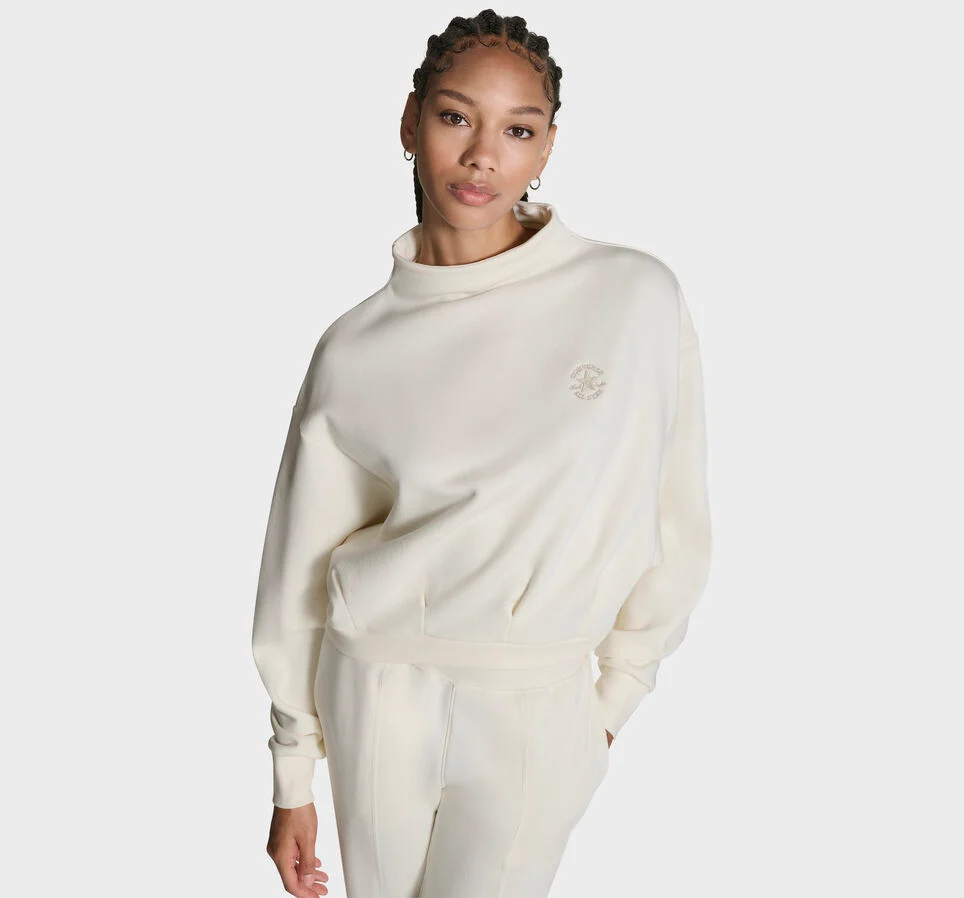 Mock Neck Oversized Sweatshirt Egret