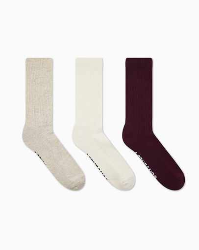 3-Pack Stacked Patch Crew Socks Oatmeal Heather, 3/4 View