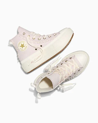 Chuck Taylor All Star Lift Double Stack Platform Dainty Florals Shy Flamingo/Egret/Gum, Angled View