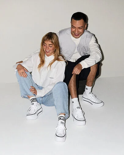 Chuck Taylor All Star Lift Double Stack Platform Canvas White/Black/White, On Foot Shot 1