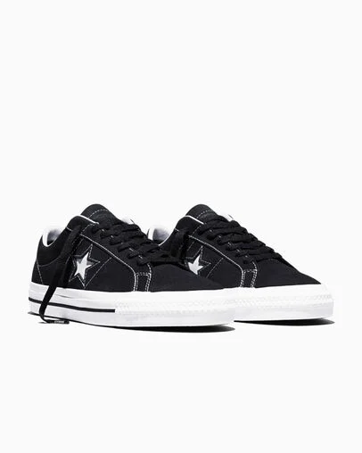 CONS One Star Pro Suede Black/Black/White, Top and Side View