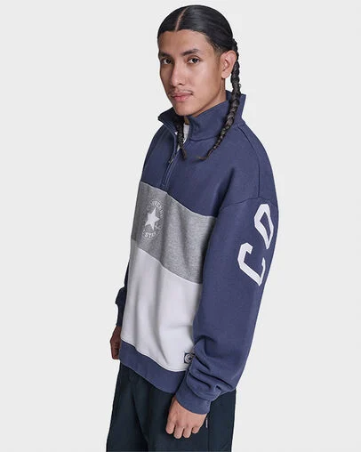 Retro Stripe Relaxed Quarter-Zip Sweatshirt Converse Navy Multi, Back View