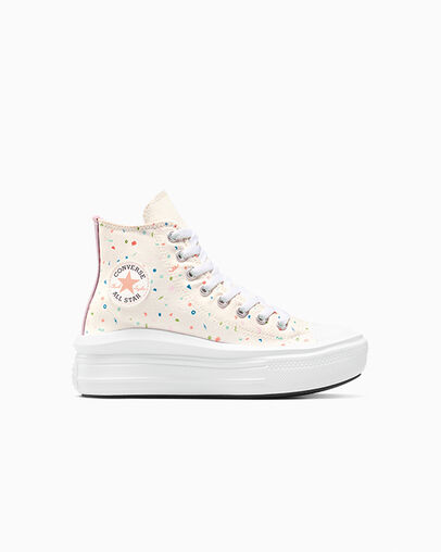 Chuck Taylor All Star Move Platform Confetti Egret/White/Neon Salmon, Outer Side View