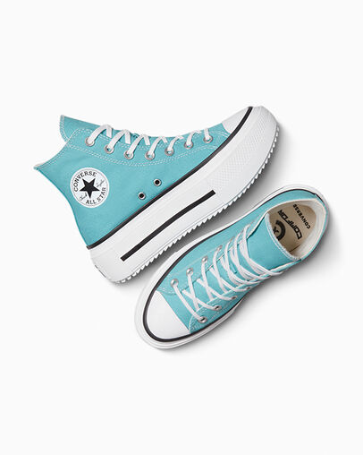 Chuck Taylor All Star Lift Double Stack Platform Canvas Deja Blue/White/Black, Angled View