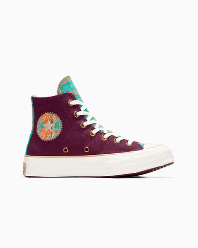 Plaid Converse Chuck 70 Hi Bordeaux Chuck 70 Canvas Plaid Women's