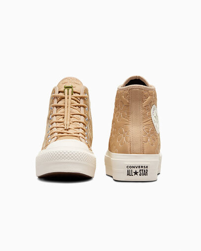 Chuck Taylor All Star Lift Platform Quilted Epic Dune/Nomad Khaki/Egret, Heel View