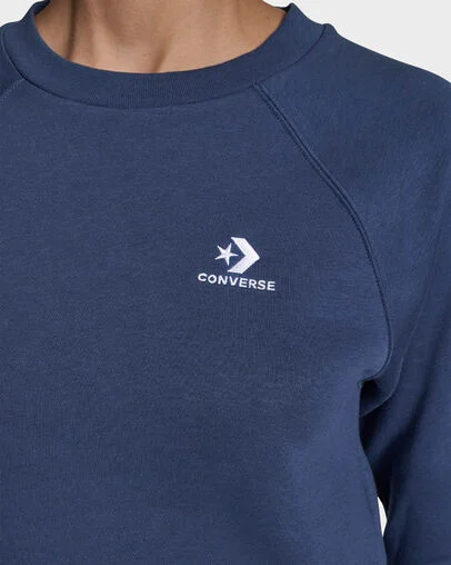 Star Chevron Cropped Crew Neck Navy