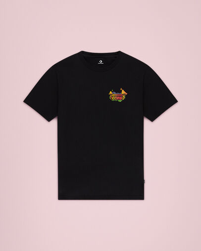 Black Light Skull Short Sleeve T-Shirt Converse Black, Front View