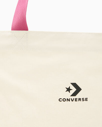 Star Chevron Canvas Tote Bag Undyed Canvas/Cactus Bud, Detail View